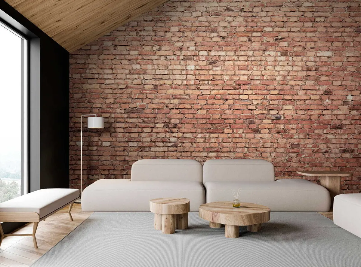 murales de pared Papel pintado de ladrillo marrón u53032