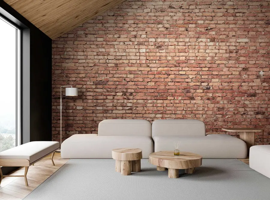 murales de pared Papel pintado de ladrillo marrón u53032