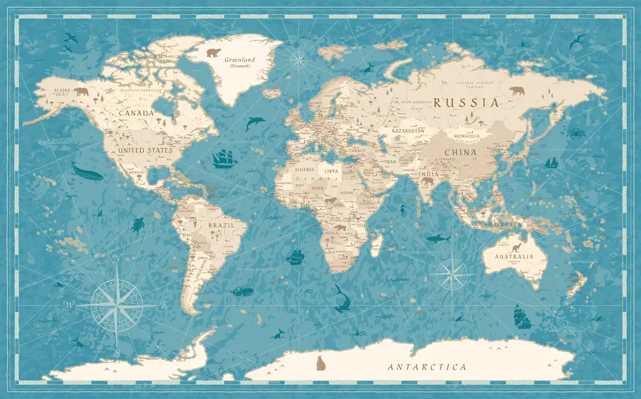 murales de pared Mapamundi, mapa antiguo u50378