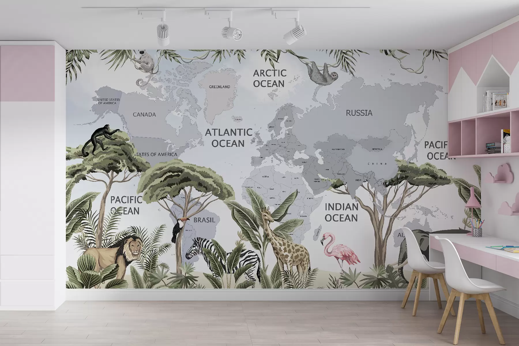 murales de pared Mapa del mundo de la selva u50380