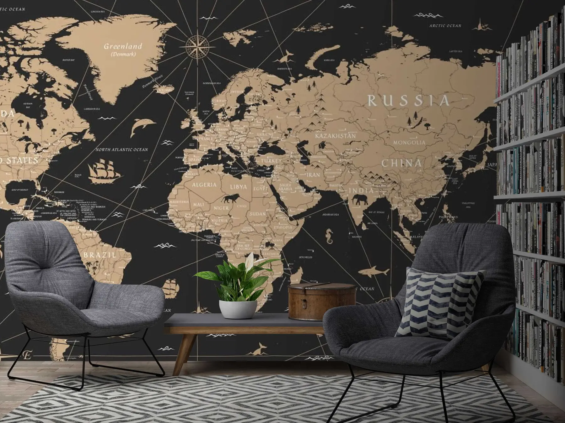 murales de pared Mapa del mundo de la vendimia u50401