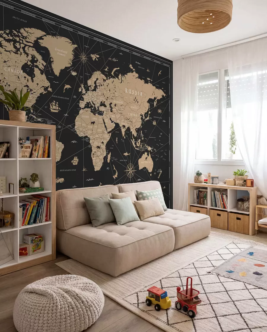 murales de pared Mapa del mundo al anochecer u50401