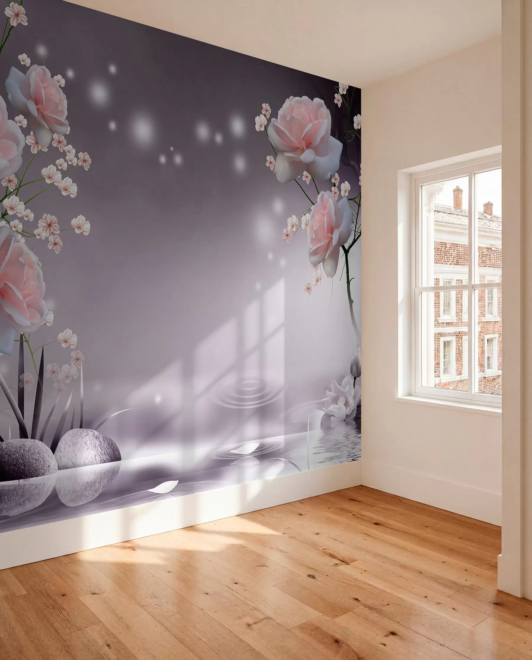 murales de pared Rosas y puntos de luz u01045
