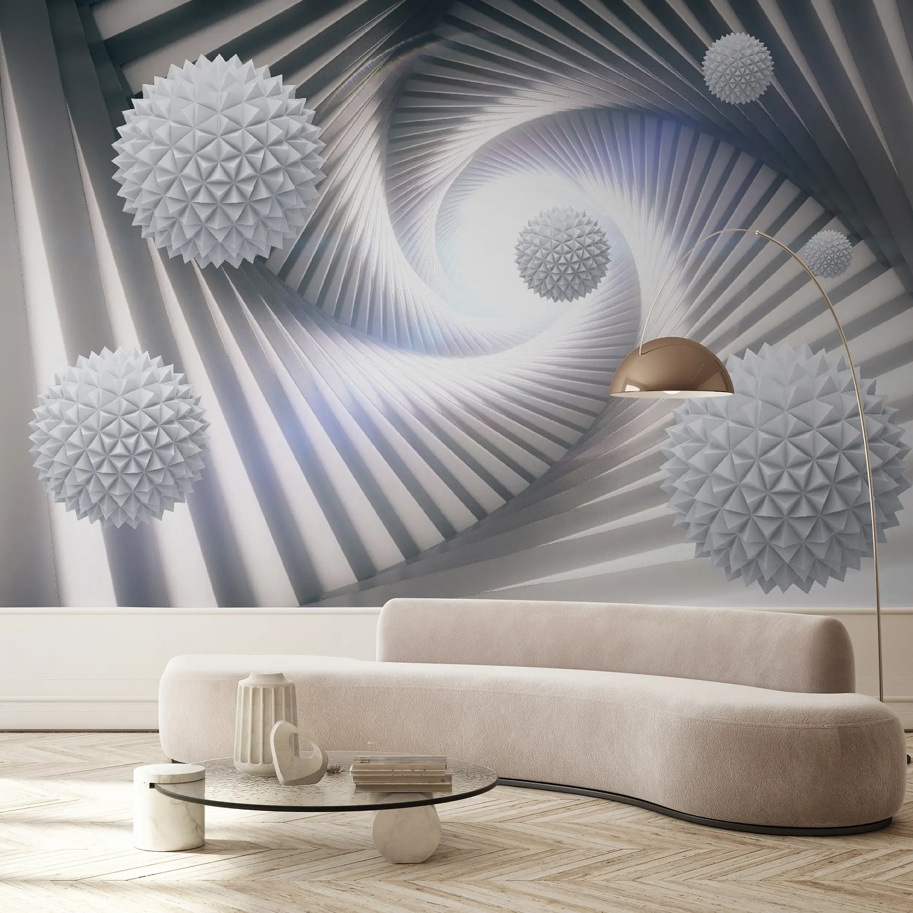 murales de pared Túnel 3D y esferas u03120