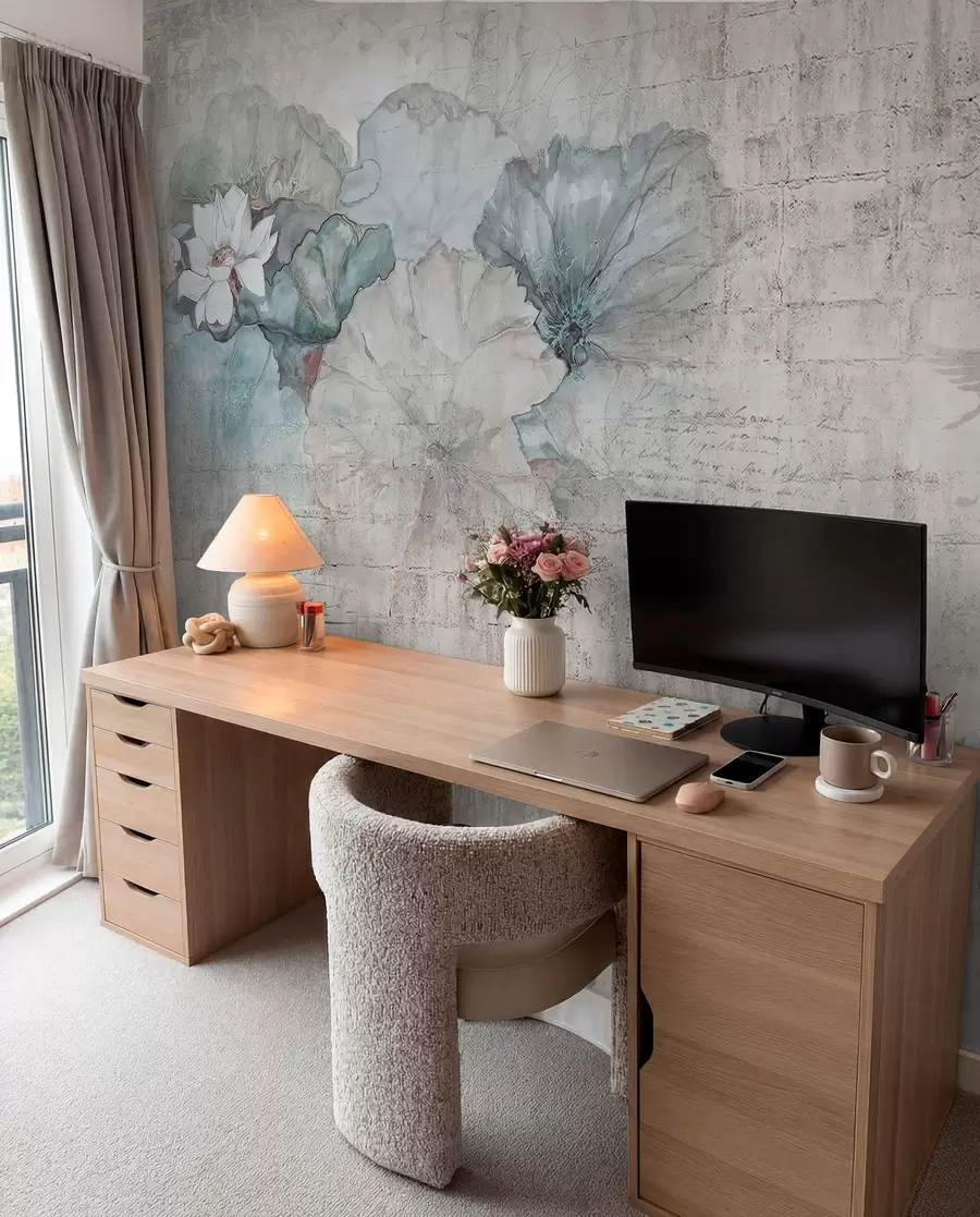 murales de pared Flores y caza en estilo grunge u04724