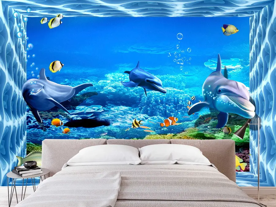 murales de pared Delfines en el mundo submarino u05154