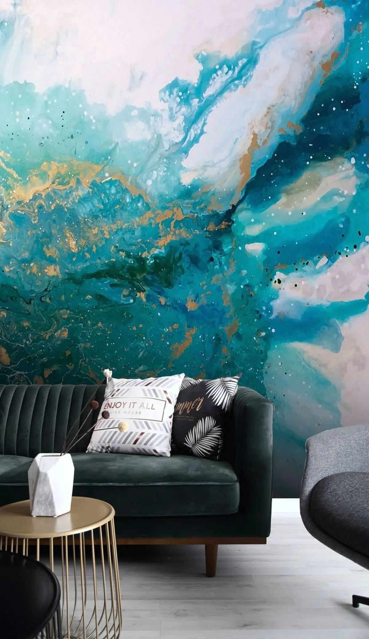 murales de pared Líquido turquesa brillante u05875