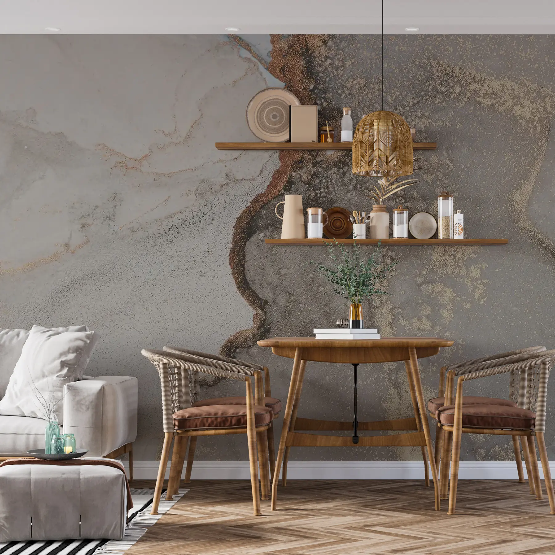 murales de pared Líquido gris u08653