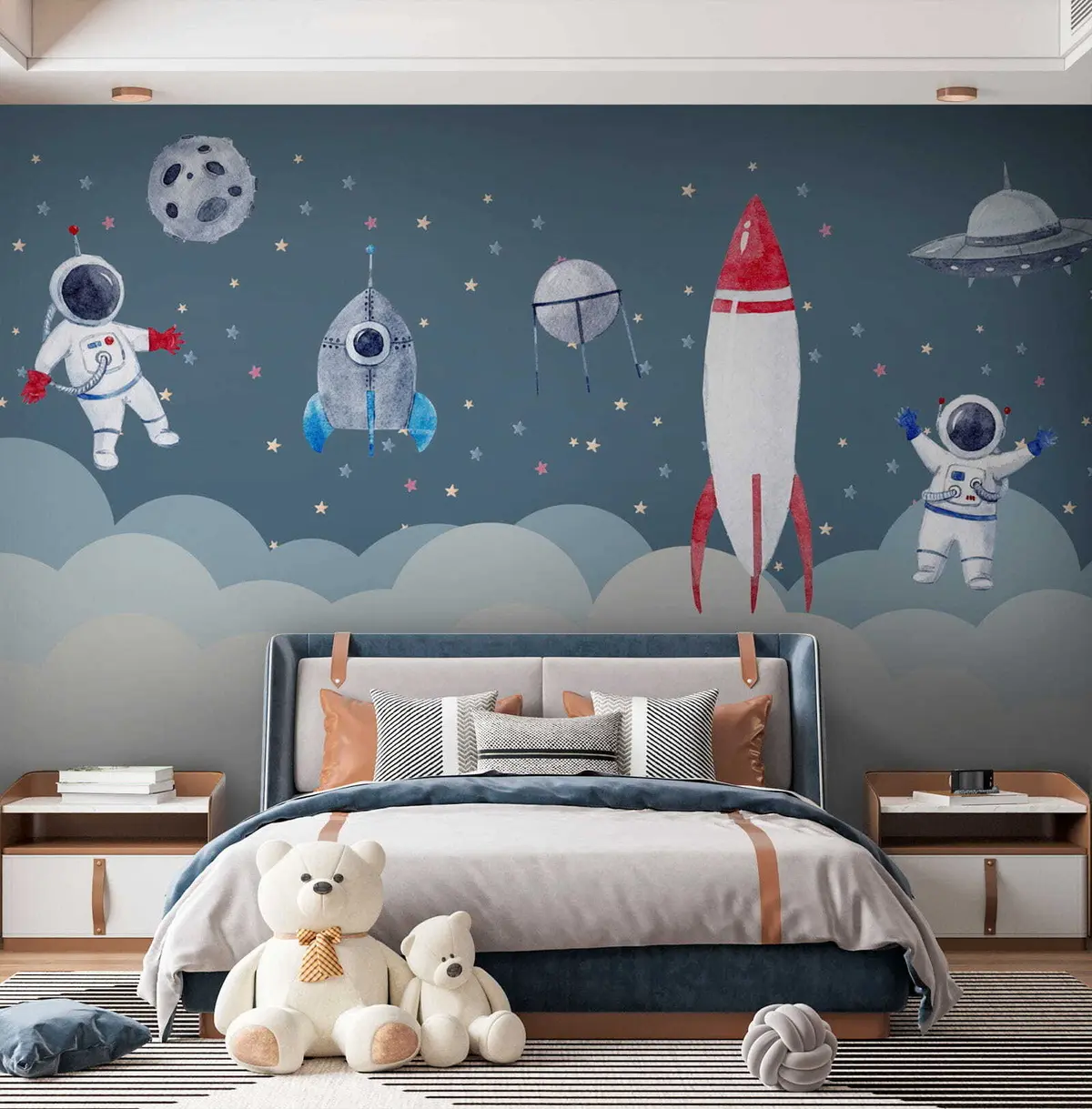 murales de pared Cosmonautas en la guardería u09813