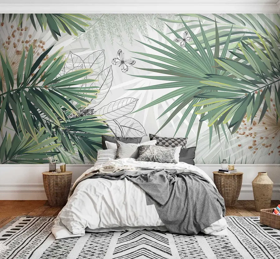 murales de pared Ramas verdes de palmeras u12819