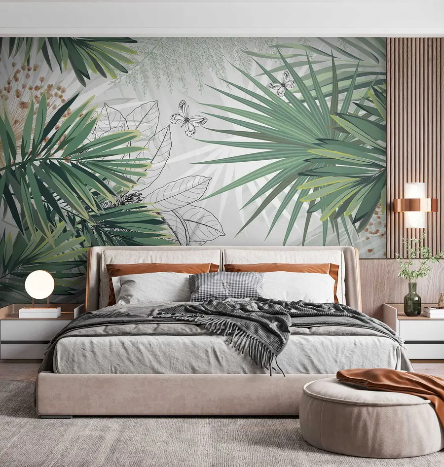 murales de pared Ramas verdes de palmeras u12819