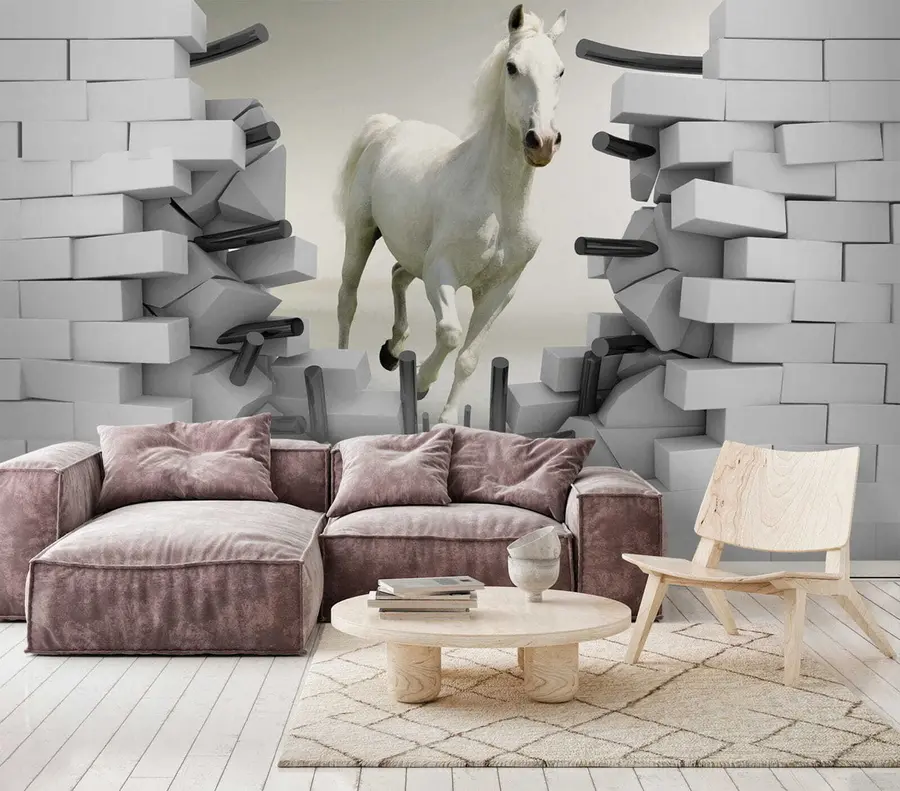 murales de pared Caballo y ladrillos u14352