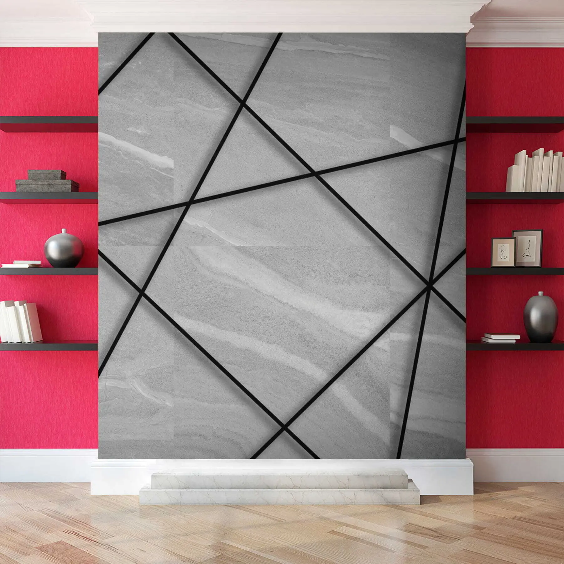 murales de pared Mármol gris y líneas negras. u16341