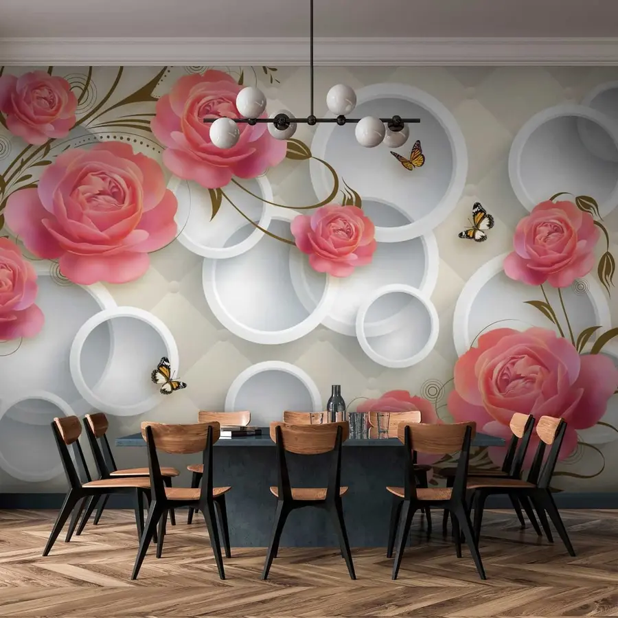 murales de pared Rosas rosadas y rizos u22883