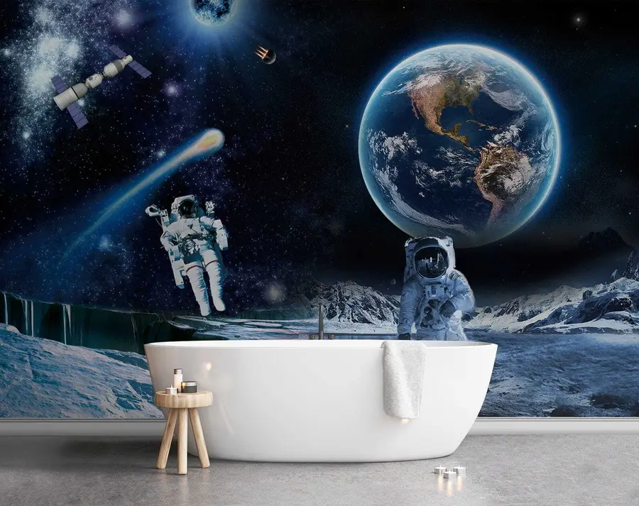 murales de pared astronautas en la luna u23243