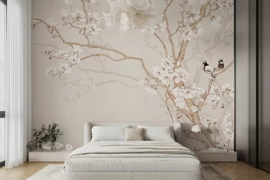 murales de pared Árbol floreciente y pájaros u25842
