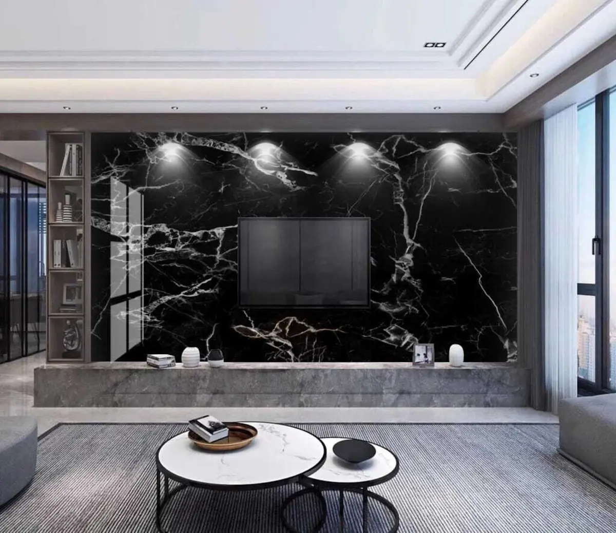murales de pared Profundidad de mármol negro u32084