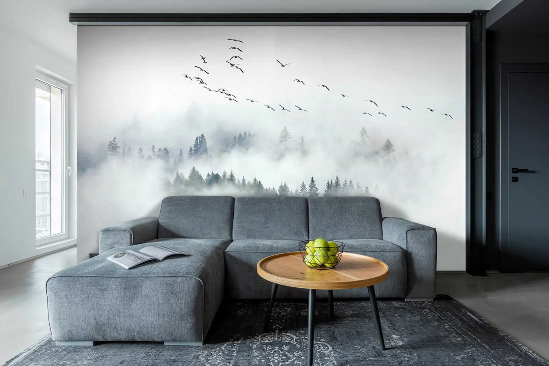 murales de pared Bosque de niebla y pájaros u32480