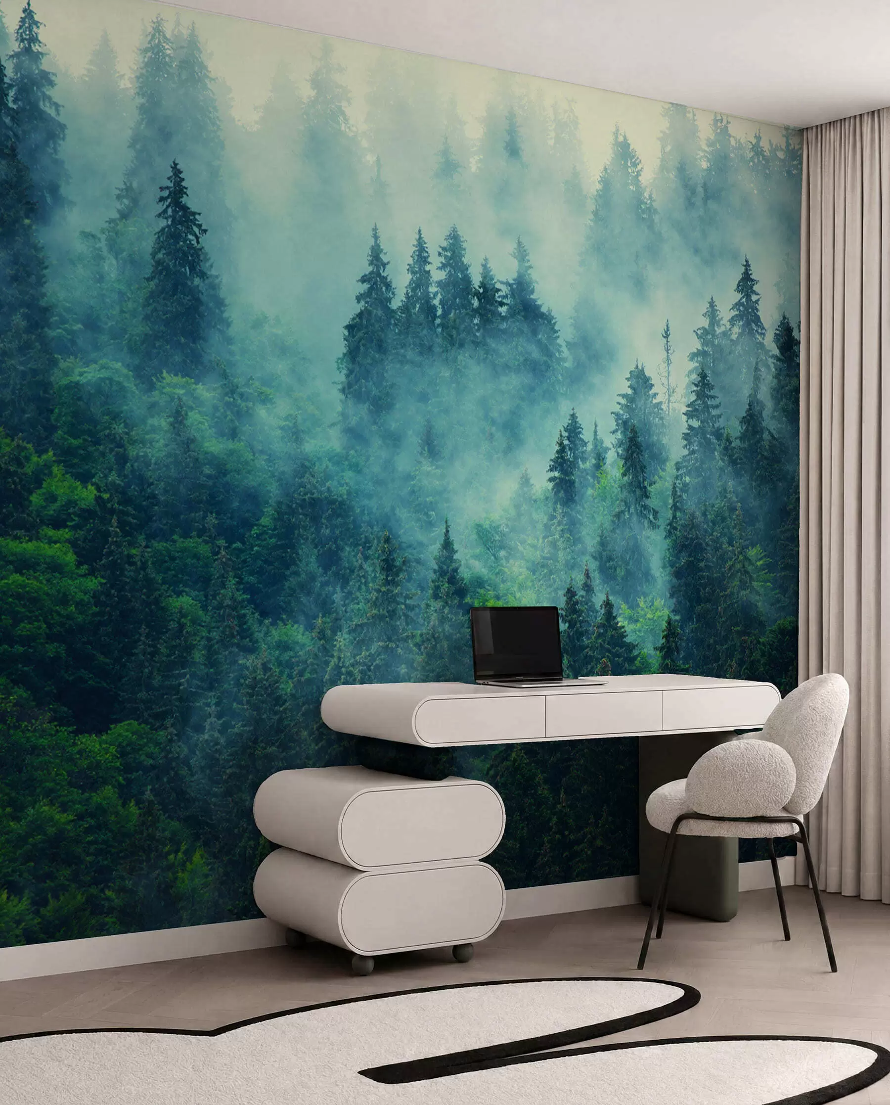 murales de pared Bosque de niebla por la mañana u33150