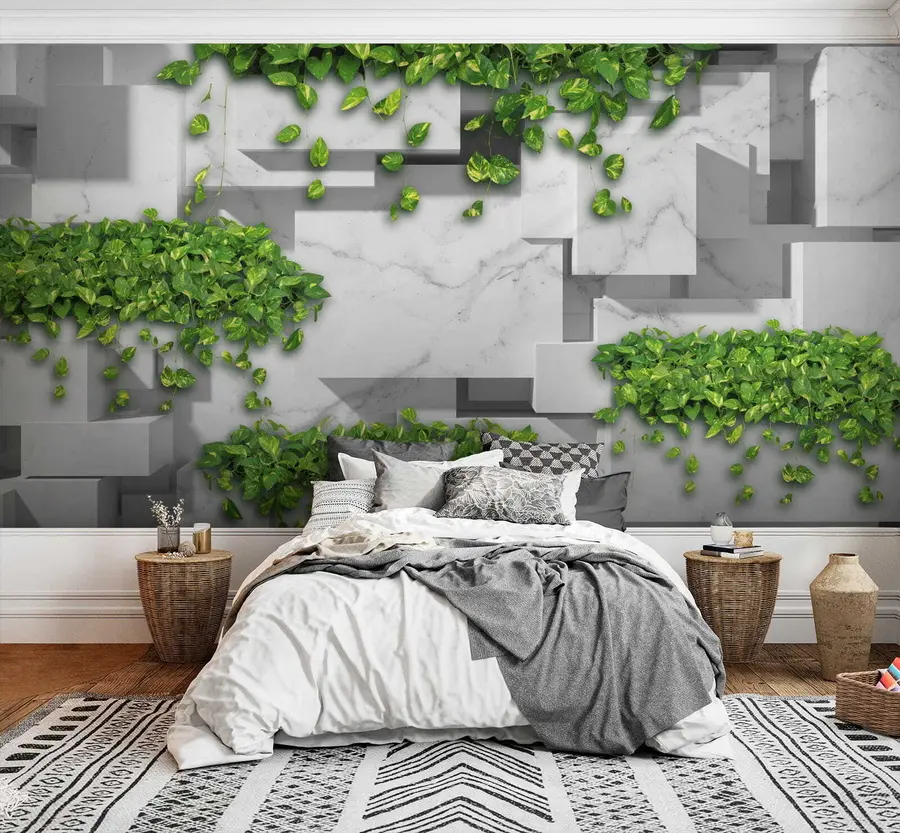 murales de pared Paneles 3d y plantas u34395