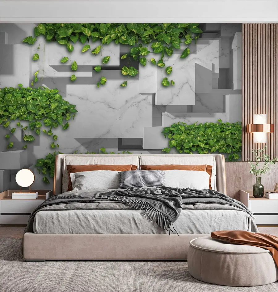 murales de pared Paneles 3d y plantas u34395
