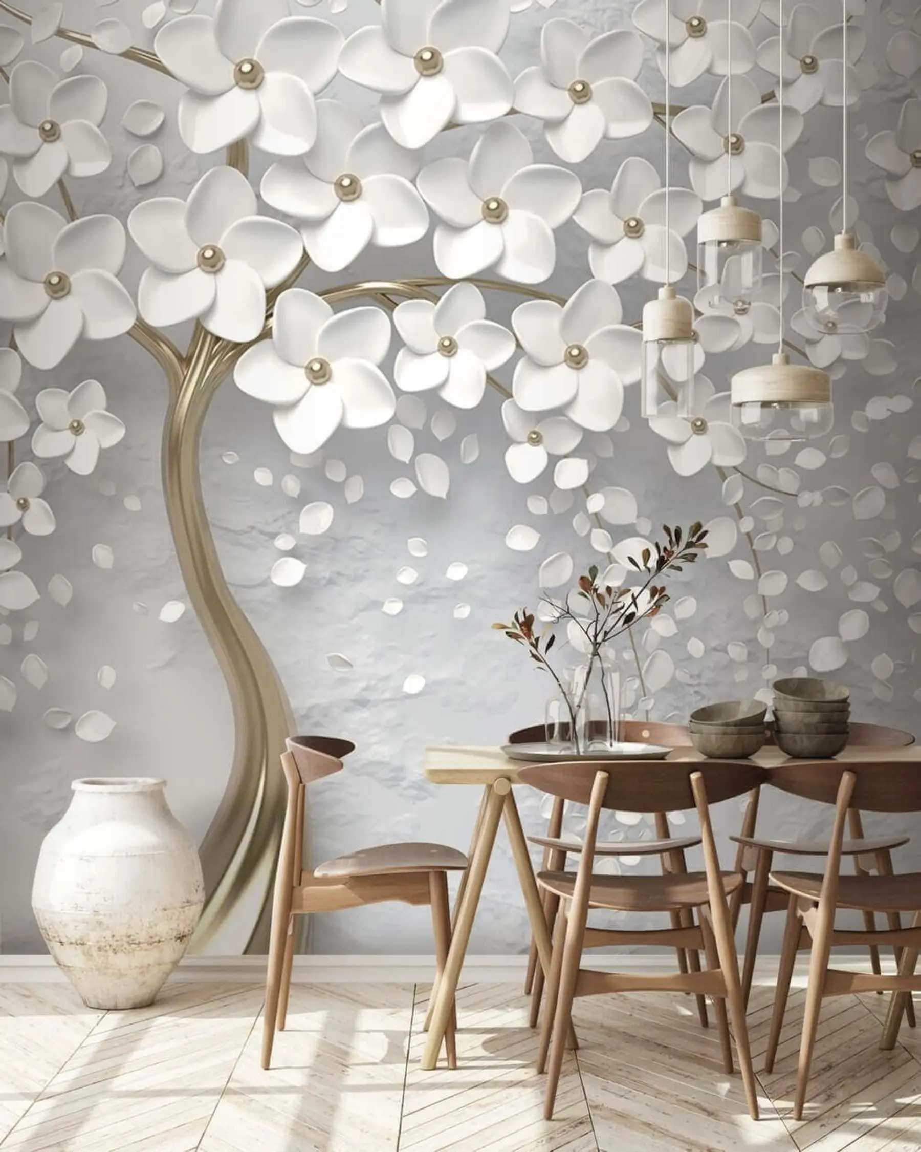 murales de pared Árbol con grandes flores u37065