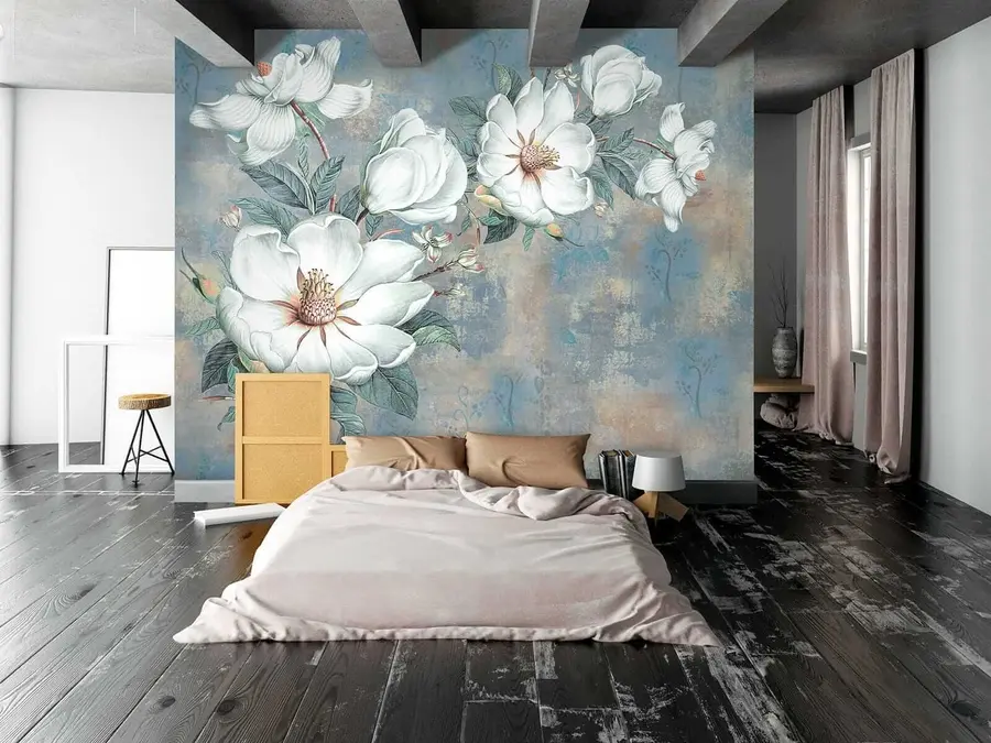 murales de pared Magnolias en la pared del grunge u38839