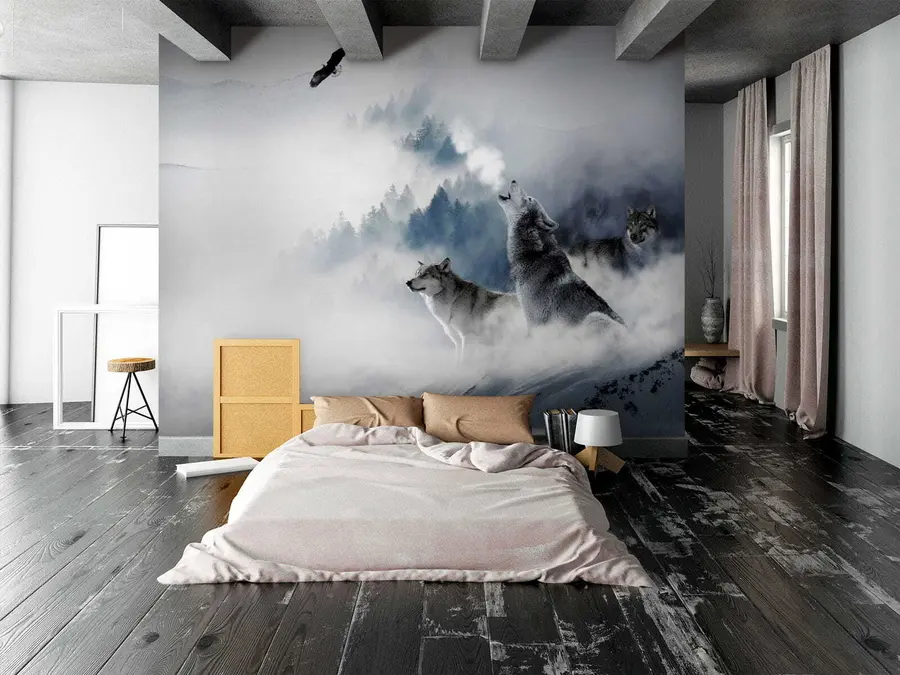 murales de pared Lobos en el bosque u42161
