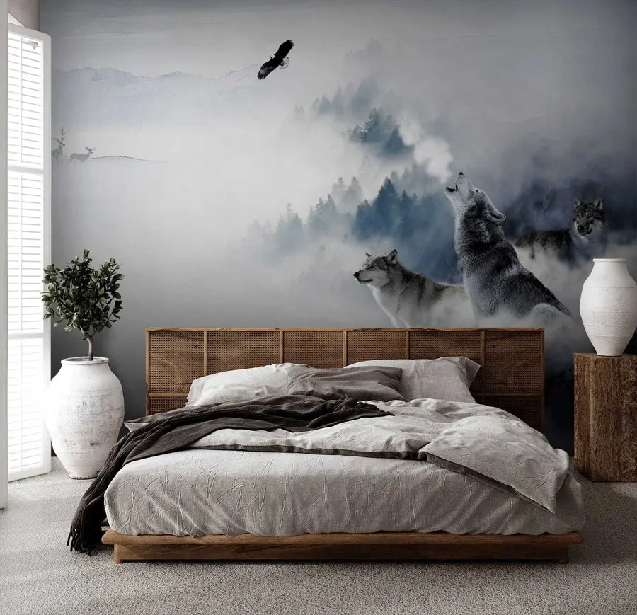 murales de pared Lobos en el bosque u42161