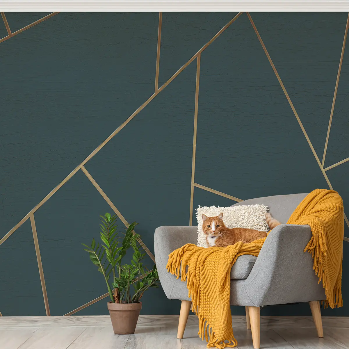 murales de pared Triángulos turquesa, arte geométrico u47801