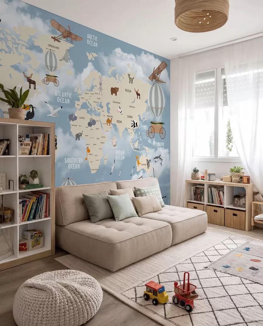 murales de pared mapamundi con animales u48123