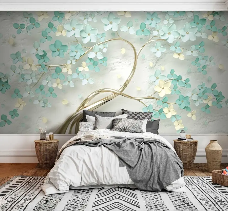 murales de pared Árbol con flores azules u52550