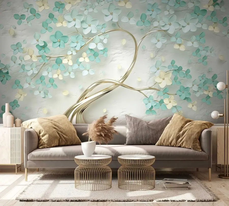 murales de pared Árbol con flores azules u52550