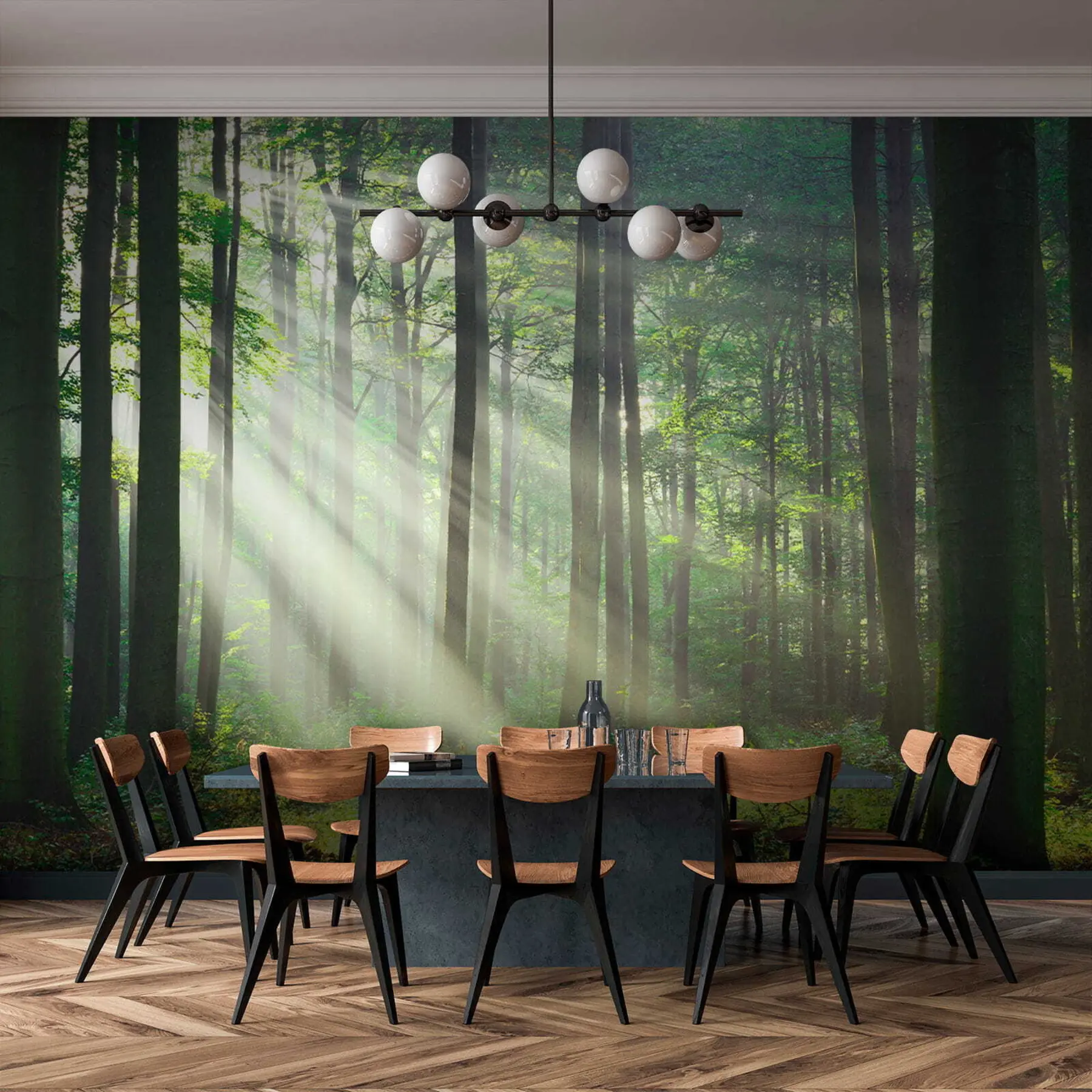 murales de pared Rayos soleados en el bosque u56787