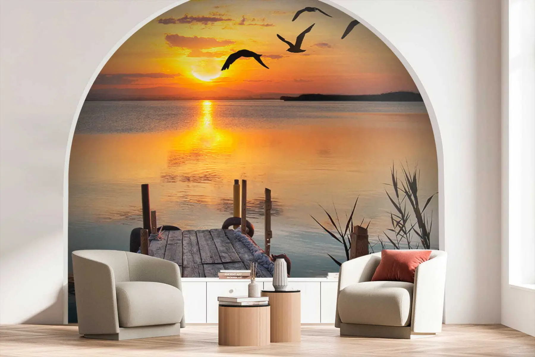 murales de pared Gaviotas y muelle u57673