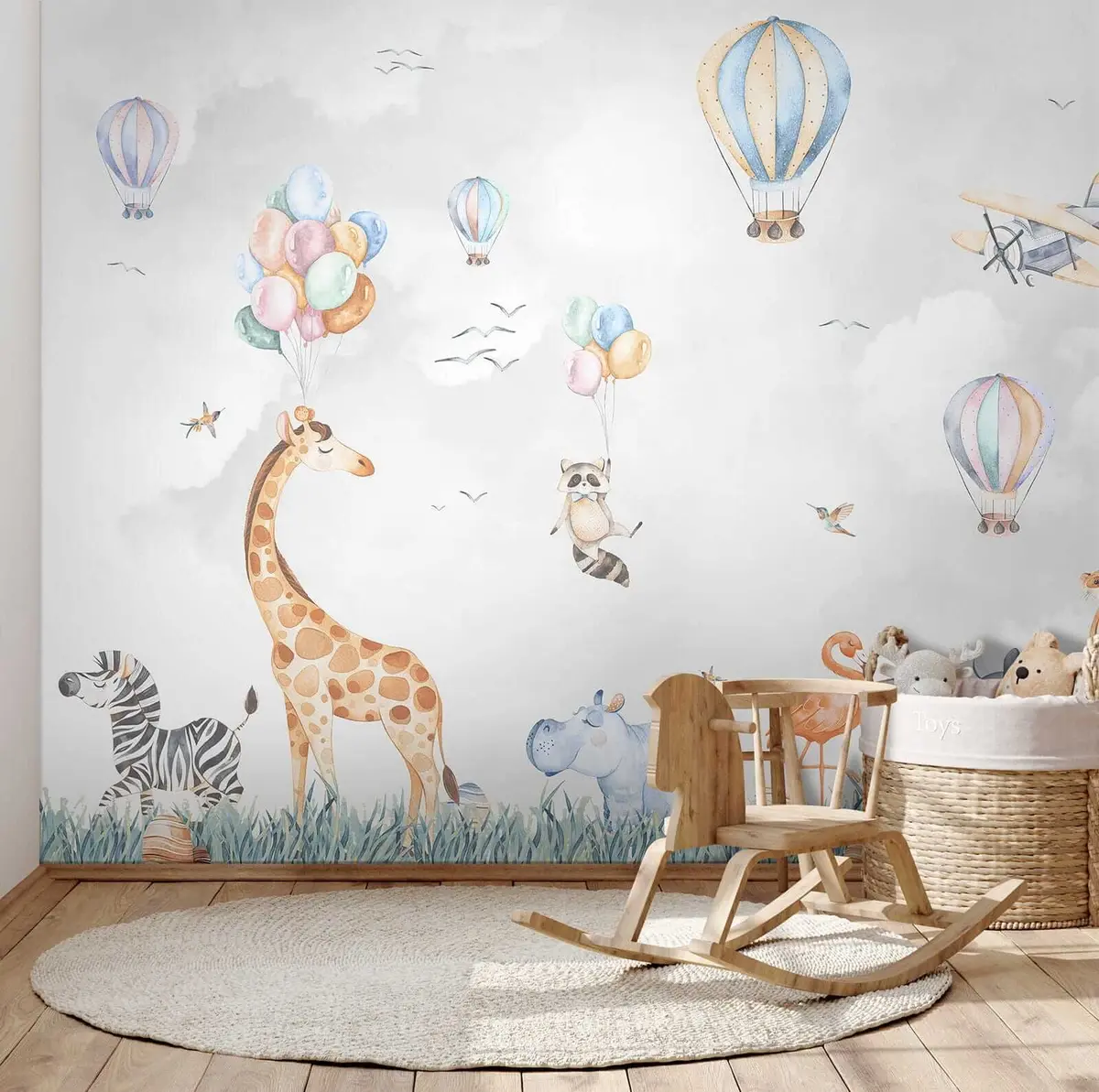 murales de pared Globos y animales encantadores u59757