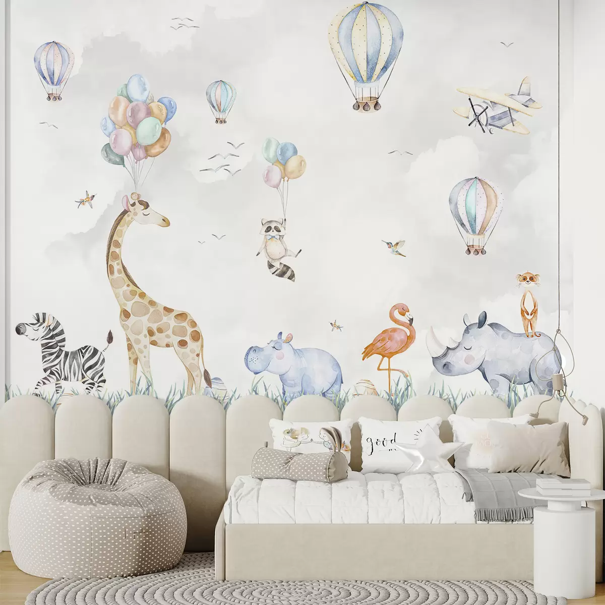 murales de pared Globos y animales encantadores u59757