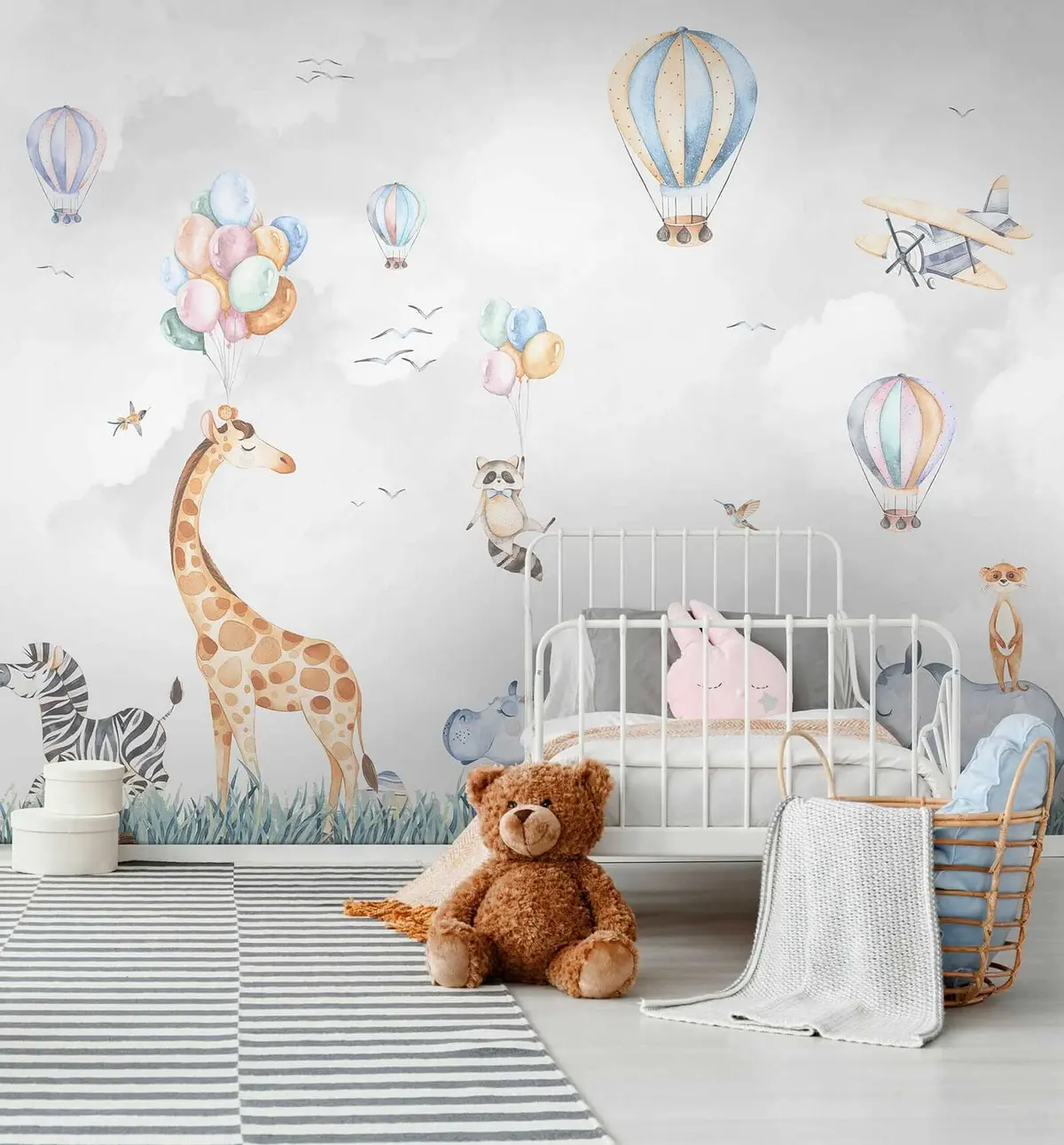 murales de pared Globos y animales encantadores u59757
