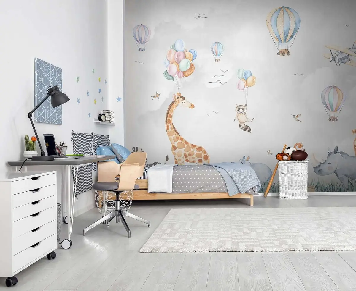 murales de pared Globos y animales encantadores u59757