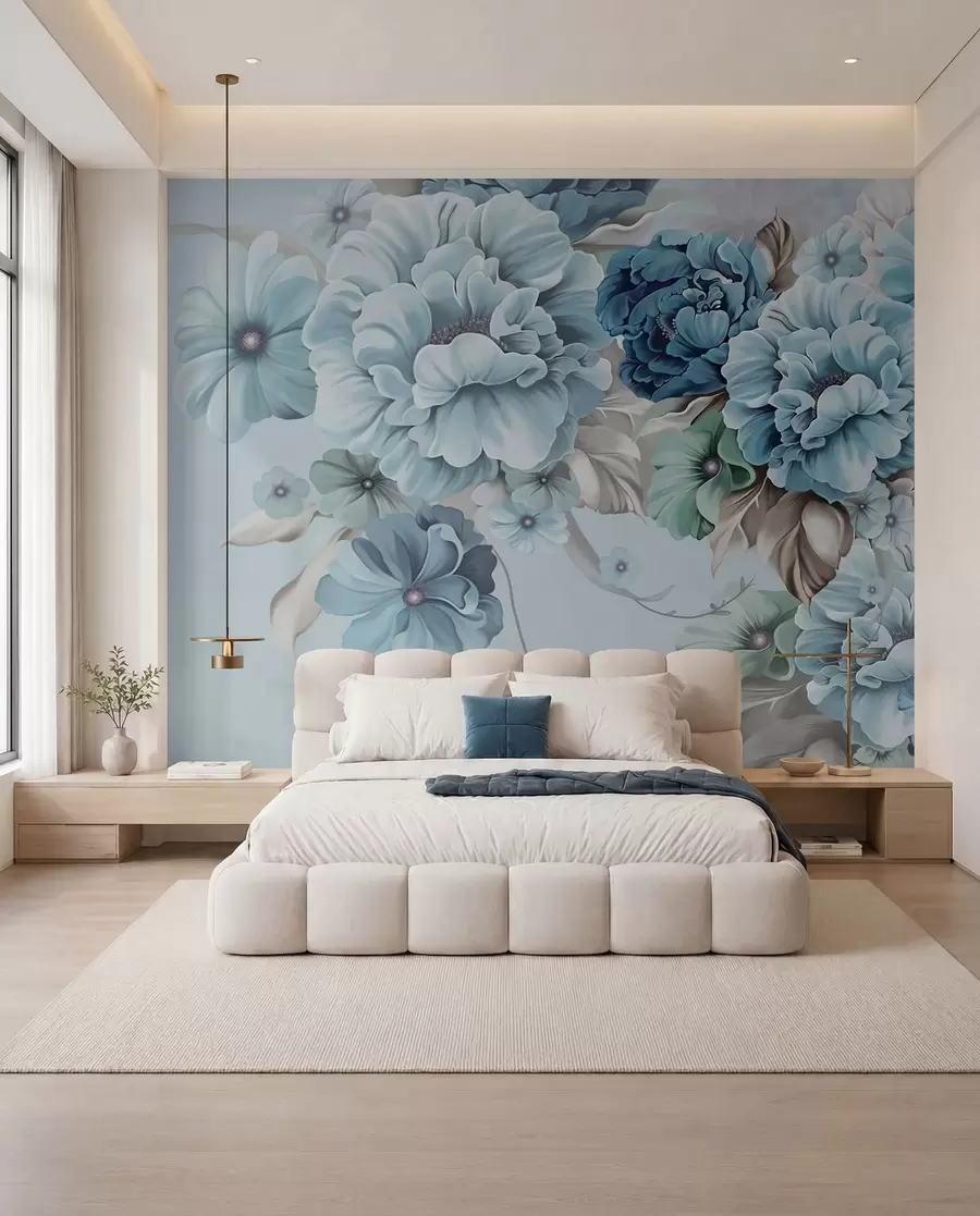 murales de pared Ramo de flores azules u59900