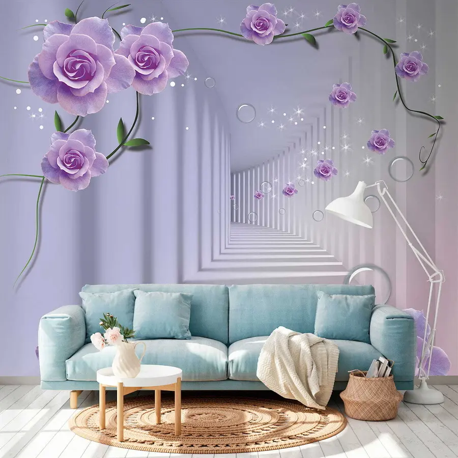 murales de pared Pasillo largo con rosas u60194