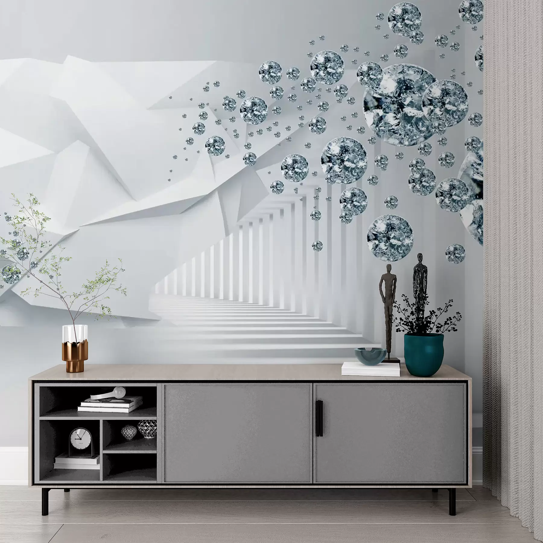 murales de pared Pendiente, fuente y arte u60340