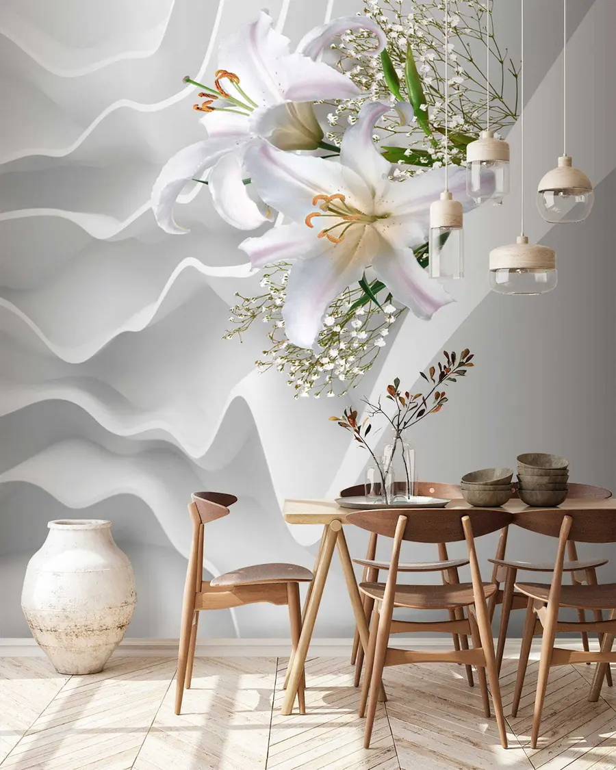 murales de pared Lirios y pared texturizada u60451