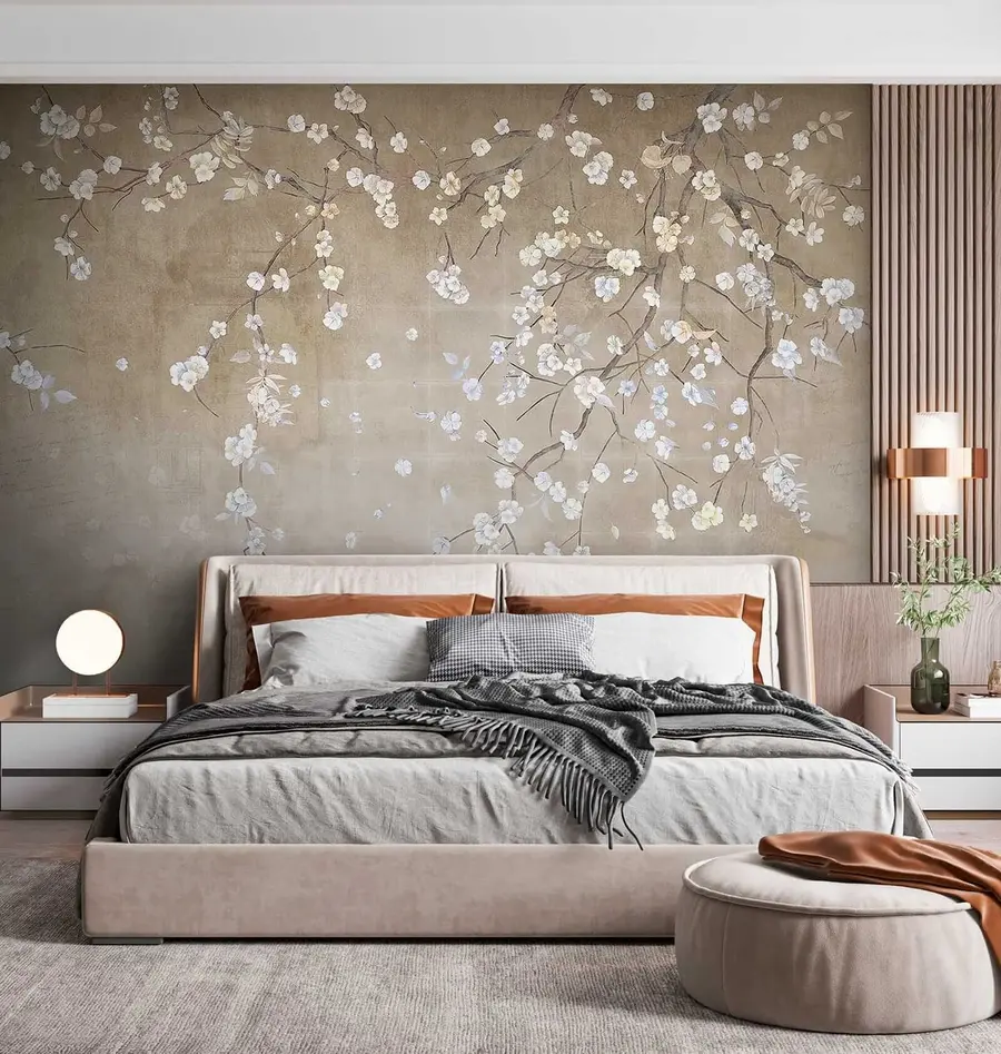 murales de pared Árbol en flor en una pared en mal estado u61369