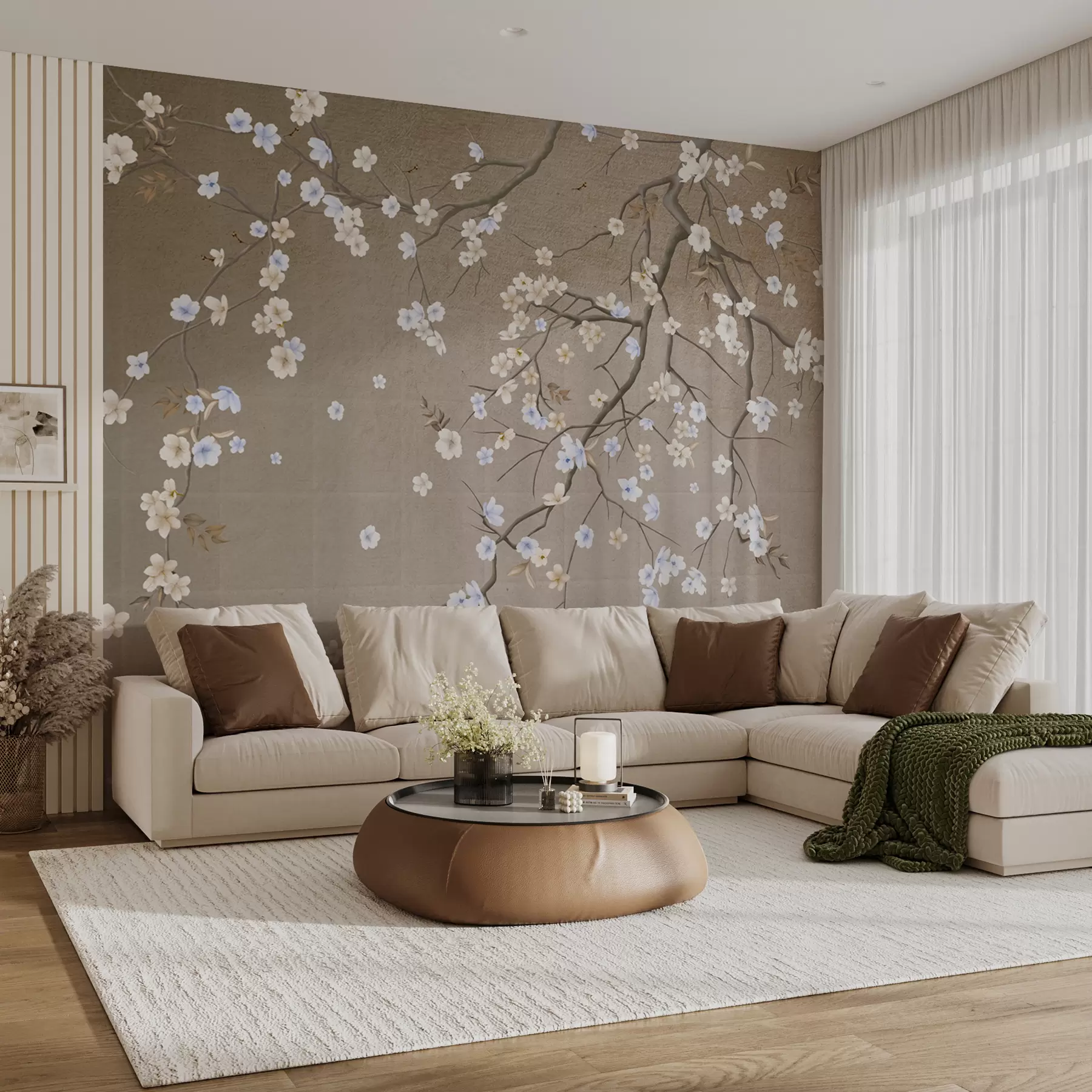 murales de pared Árbol en flor en una pared en mal estado u61369
