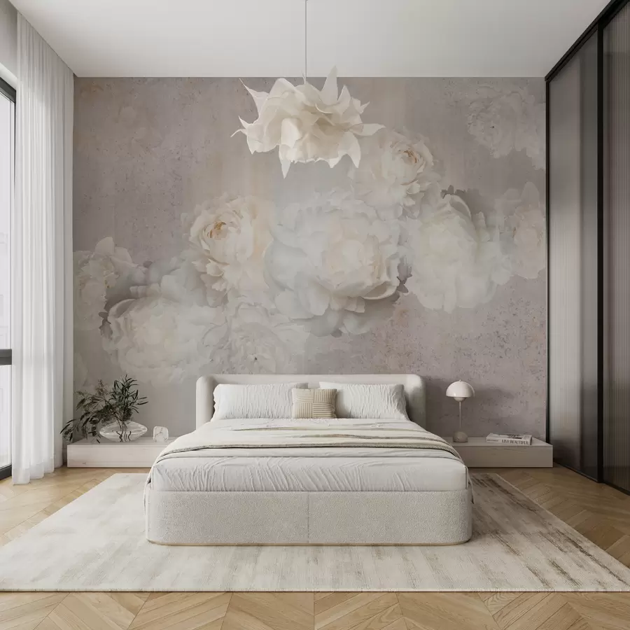 murales de pared Flores vintage sobre un fondo gris u61610