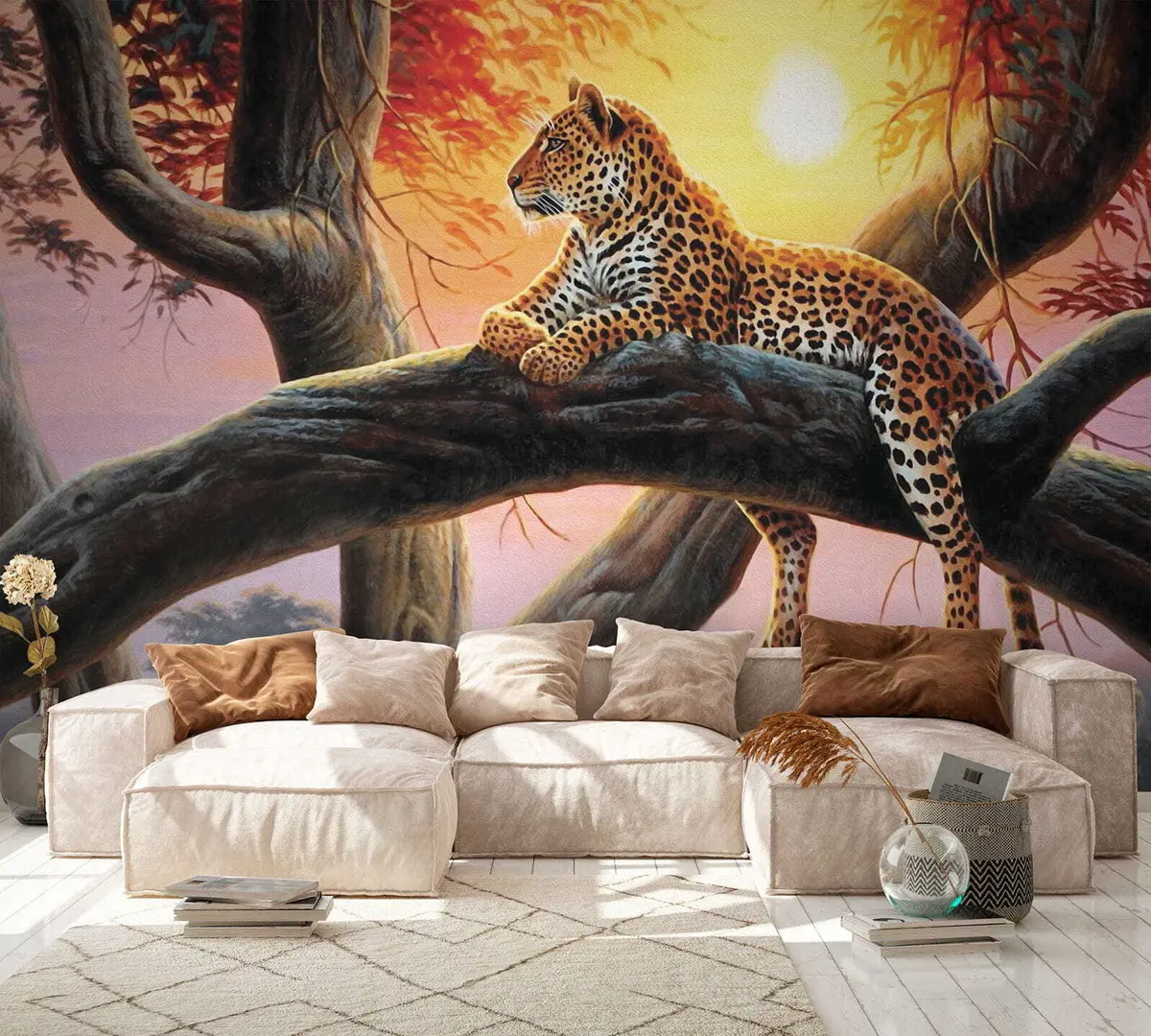 murales de pared Leopardo en un árbol u62925