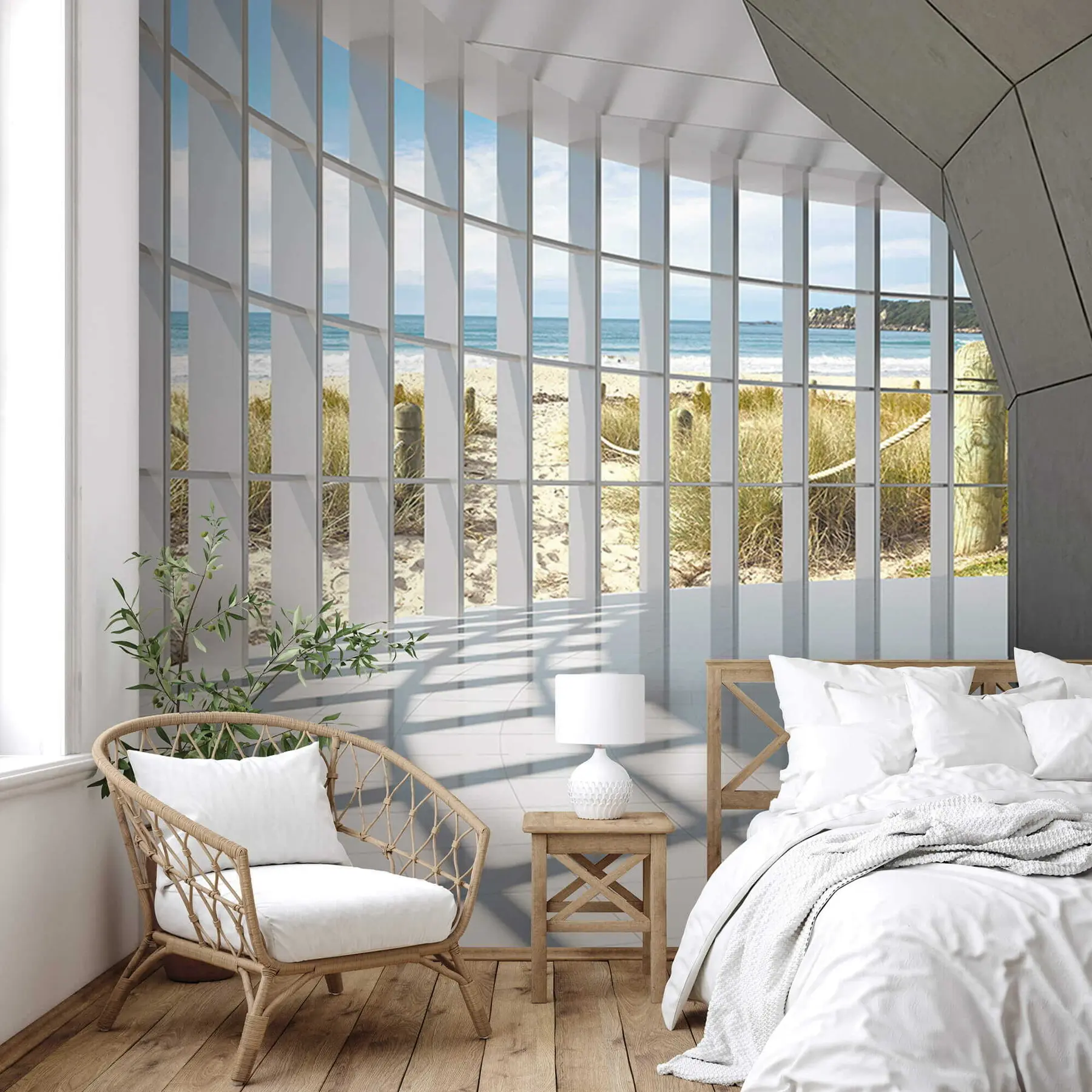 murales de pared Corredor 3D con vista al mar u70513