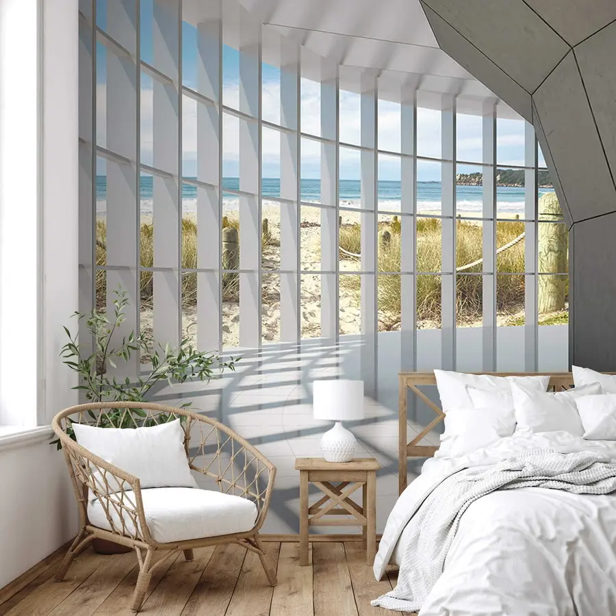 murales de pared Corredor 3D con vista al mar u70513