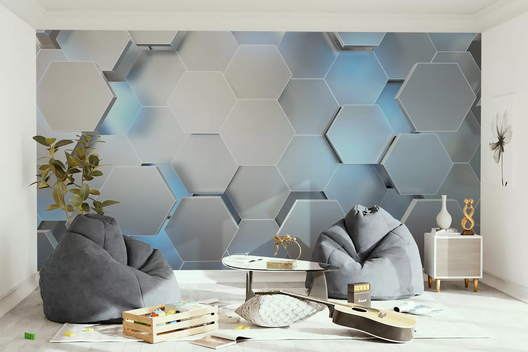 murales de pared Panales volumétricos con retroiluminación u59733